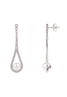 Original Cradled Pearl Drop Earrings Silver