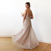 BLUSHFASHION - Original Champagne Maxi Dress With Adjustable Straps #1170