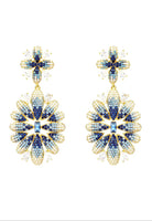 Original Babylon Flower Drop Earrings Gold Blue