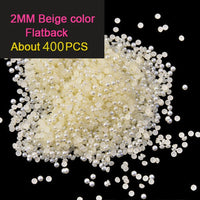 2mm/3mm/4mm/5mm/6mm ABS Imitation Pearls Half Round Flatback Beads Beige Nail Art DIY Decoration Makeup Tools