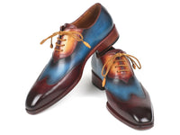 Paul Parkman Three Tone Wingtip Oxfords Bordeaux & Blue & Camel (ID#AL3249TU)