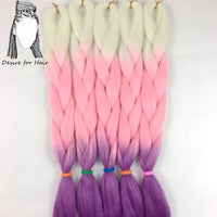 Desire for Hair 10packs Per Lot 24inch 100g Heat Resistant Synthetic Ombre Jumbo Braiding Box Hair Red Yellow Blue Green 4 Tone