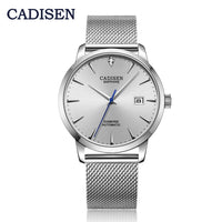 CADISEN Men Watches Automatic Mechanical Wrist Watch MIYOTA 9015 Top Brand Luxury Real Diamond Watch Curved Sapphire Glass Clock