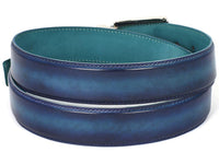 PAUL PARKMAN Men's Leather Belt Dual Tone Blue & Turquoise (ID#B01-BLU-TRQ)