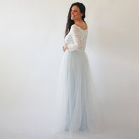 BLUSHFASHION - Original Curvy  Off-Shoulder Two Colors Wedding Dress #1134