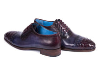 Paul Parkman Woven Leather Captoe Oxfords Navy & Purple (ID#49851-NAVY)