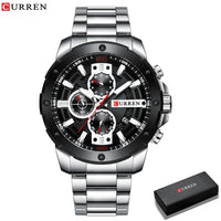 CURREN Watches Men Stainless Steel Band Quartz Wristwatch Military Chronograph Clock Male Fashion Sporty Watch Waterproof 8336