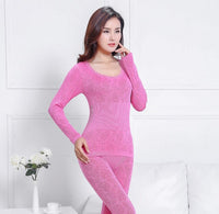 Queenral Sexy Warm Thermal Underwear Women Winter Thermal Underwear Seamless Long Johns Breathable Ladies Slim Underwears Sets