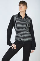 CONQUISTA FASHION - Original Long Sleeve Cardigan in Striped Knit Fabric