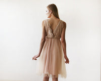 BLUSHFASHION - Original Pink Tulle and Lace Short Dress #1157