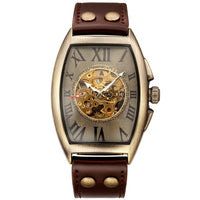 Men Watch Skeleton Automatic Mechanical Male Clock Top Brand Luxury Retro Bronze Sport Military Wristwatch Relogio Masculino