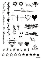 1sheet Multi-Style 24models Hot Trendy Temporary Tattoos Arm Body Art Arabic Word  Geometric Tattoo Sticker Black Tatuagem HOT