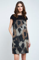 CONQUISTA FASHION - Original Abstract Print Sack Dress With Pockets