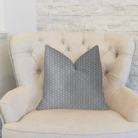 Myriad Hexagon  Blue and Beige Luxury Throw Pillow