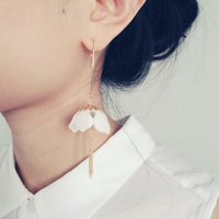 POPORCELAIN - Original Porcelain Snowdrop Flower Tassel Earrings