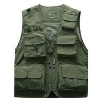 Outdoor Men's Tactical Fishing Vest Jacket Man Safari Jacket Multi Pockets Sleeveless Travel Jackets 5XL 6XL 7XL, 7898m