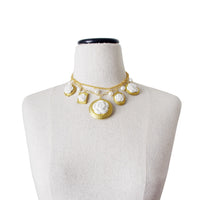 POPORCELAIN - Original Porcelain Floral Lockets Statement Necklace