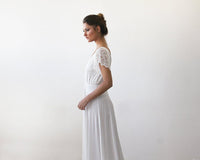 BLUSHFASHION - Original Ivory Wrap Wedding Gown With Train #1163