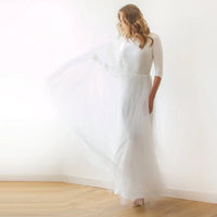 Original Ivory Open Back Tulle Maxi Dress #1050