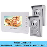 Home Video Doorbell Door Phone Intercom System 7" Color Screen With Waterproof Outdoor Camera Two-Way Audio With IR Night Vision