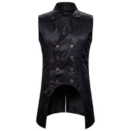 Wine Red Paisley Jacquard Long Vest Men Double Breasted Lapel Brocade Vest Waistcoat Mens Gothic Steampunk Sleeveless Tailcoat