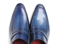 Paul Parkman Men's Loafer Shoes Navy Leather Upper and Leather Sole (ID#068-BLU)