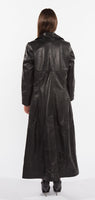 FADCLOSET - Original Ladies 3 Button Matrix Black Full Length Leather Coat