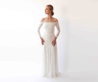 BLUSHFASHION - Original Ivory Off Shoulder Wedding Maxi Dress #1228