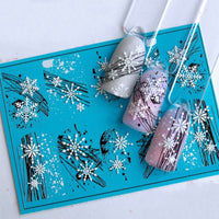 10 Pcs 3D Acrylic Engraved  Nail Sticker Winter White &Mixcolor  Snow  Desgin Water Decals Empaistic Nail Water Slide Decals Z0251