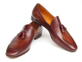 Paul Parkman Men's Tassel Loafer Brown Hand Painted Leather (ID#049-BRW)