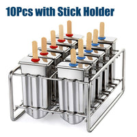 UPORS Stainless Steel Popsicle Mold Rack Ice Lolly Mold Frozen Lolly Popsicle Maker Homemade Ice Cream Mold With Popsicle Holder