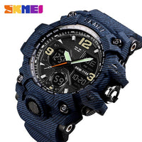 SKMEI Luxury Denim Style Sports Watches Men Fashion Digital Quartz Watch Waterproof Casual Military Wrist Watch Clock Relogio