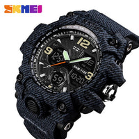 SKMEI Luxury Denim Style Sports Watches Men Fashion Digital Quartz Watch Waterproof Casual Military Wrist Watch Clock Relogio