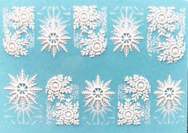 10 Pcs 3D Acrylic Engraved  Nail Sticker Winter White &Mixcolor  Snow  Desgin Water Decals Empaistic Nail Water Slide Decals Z0251