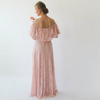 BLUSHFASHION - Original Ruffled Crinkle Off-Shoulder Pink Dress #1229