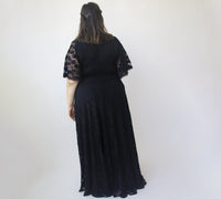 BLUSHFASHION - Original Black Lace Romantic Dress With Butterfly Sleeves  #1343