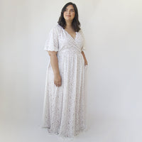 BLUSHFASHION - Original Bestseller Curvy  Butterfly Sleeves Ivory Wedding Dress With Pockets #1314