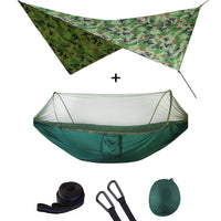 Camping Hammock With Mosquito Net and Rain Fly Portable Double Hammock With Bug Net and Tent Tarp Tree Straps for Travel Camping