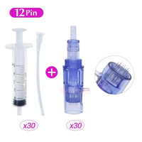 Micro Needles 30PCS and Syringe Tube 30 Pcs Cartridge  Only Fit on Hydra Injector Aqua Derma Pen