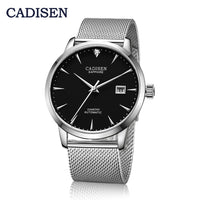 CADISEN Men Watches Automatic Mechanical Wrist Watch MIYOTA 9015 Top Brand Luxury Real Diamond Watch Curved Sapphire Glass Clock