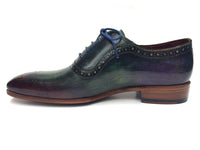 Paul Parkman Green & Purple Handmade Oxfords (ID#OPK215C)