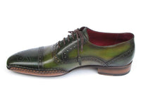 Paul Parkman Men's Side Handsewn Captoe Oxfords Green (ID#5032-GREEN)