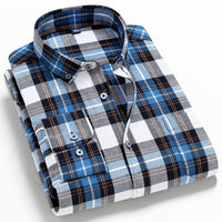 2022 New Mens Plaid Shirt 100% Cotton High Quality Mens Business Casual Long Sleeve Shirt Male Social Dress Shirts Flannel 4XL