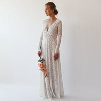 BLUSHFASHION - Original Bestseller Curvy   Vintage Style Long Sleeves Lace Wedding Dress  #1258