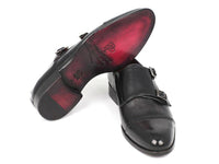 Paul Parkman Men's Cap-Toe Double Monkstraps Gray & Black (ID#0457-GRY)