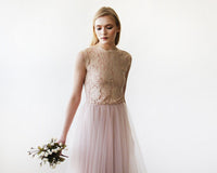 BLUSHFASHION - Original Pink Blush Tulle & Lace Sleeveless Maxi Gown #1145