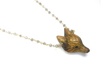 Original Labradorite and Tiger Eye Fox Necklace