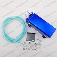 Free Shipping Universal Aluminum Square 10mm Engine Oil Catch Tank Can Reservoir 7"x3"x2.5" Red Blue Silver Black With Logo