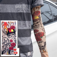 10 Pc Fake Temporary Tattoo Sleeves Tattoos Full Long Slip on Arm Tattoo Sleeve Kit Men Elastic Nylon Glove Tattoos Black Skull Design