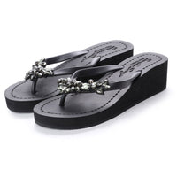 Original Manhattan Black - Rhinestone Mid Wedge Flip Flops